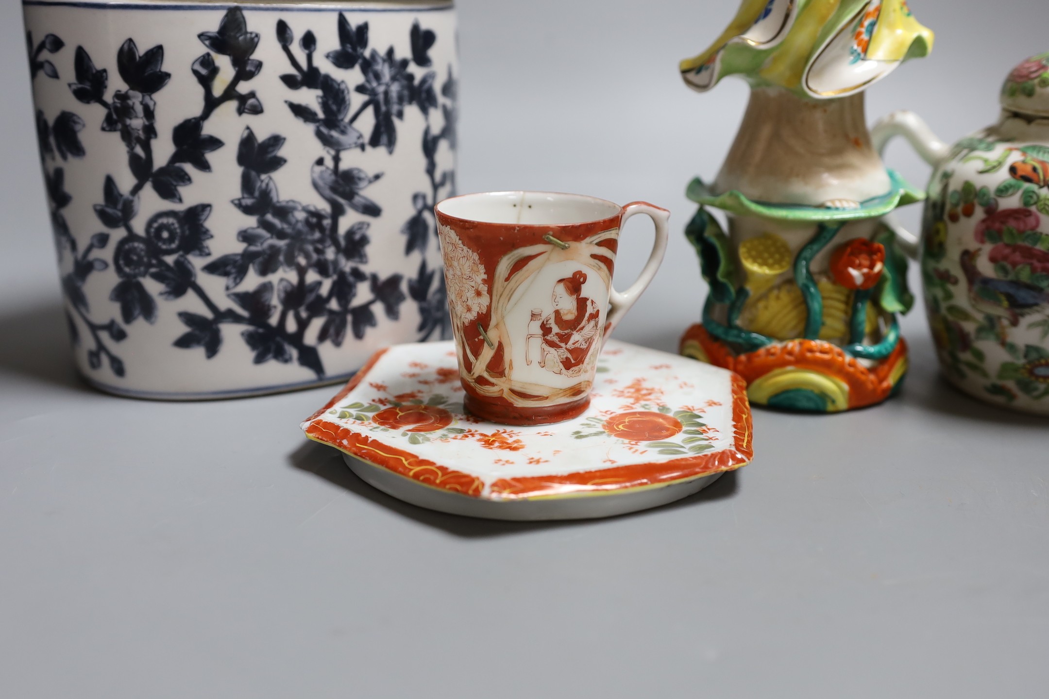 A group of mixed Asian ceramics, figurine 30 cms high